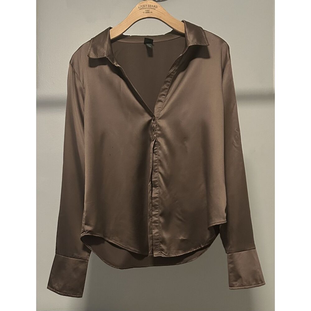 Brown Soft 3 button Collared Shirt with Flare Sleeves